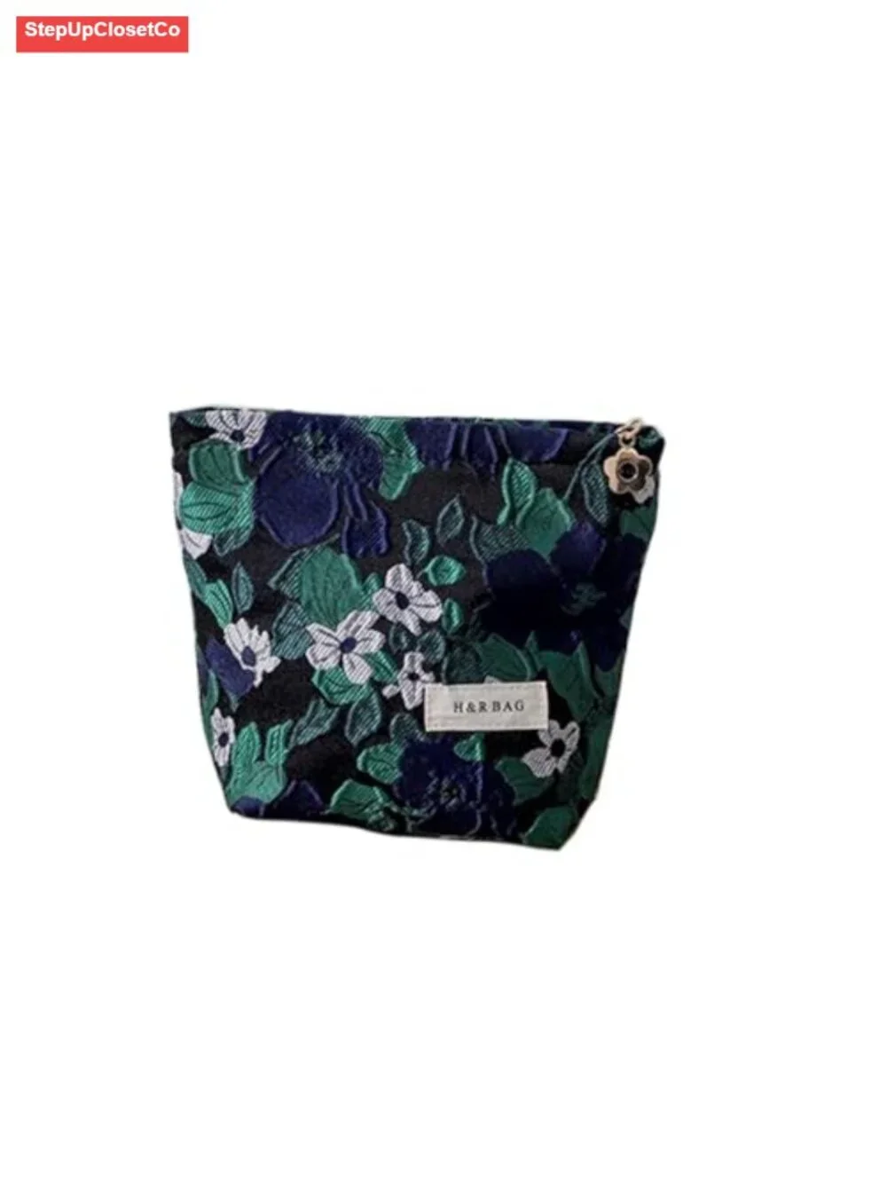 Vintage Jacquard Cosmetic Bag Handheld Makeup Organizer Portable Toiletry